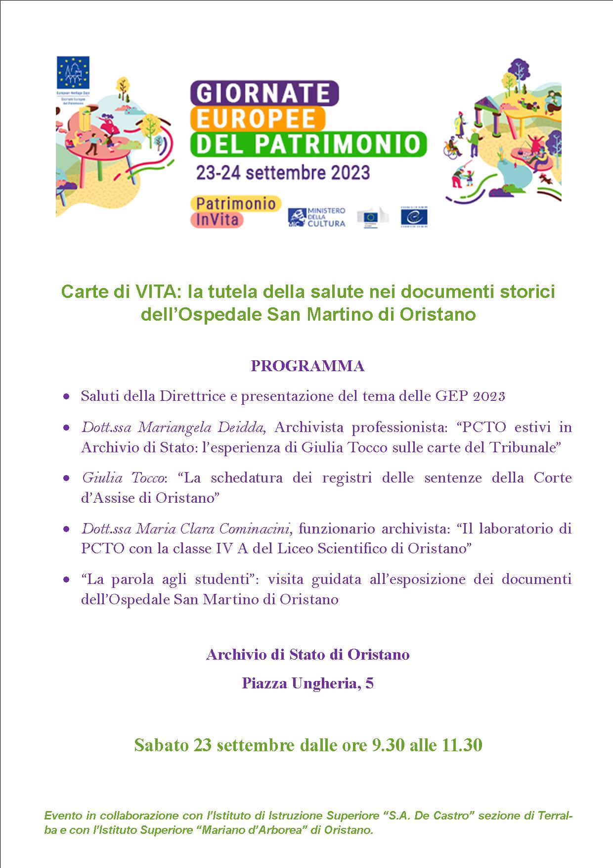 Carte di VITA: la tutela della salute nei documenti storici dell'Ospedale San Martino di Oristano
